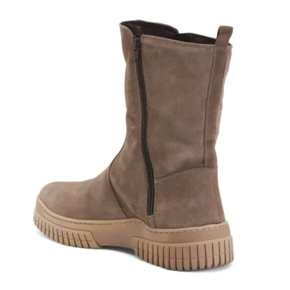 NEW HUSH PUPPIES Suede Mid Shaft Booties With Zip brown for women 364tn - Picture 2 of 6